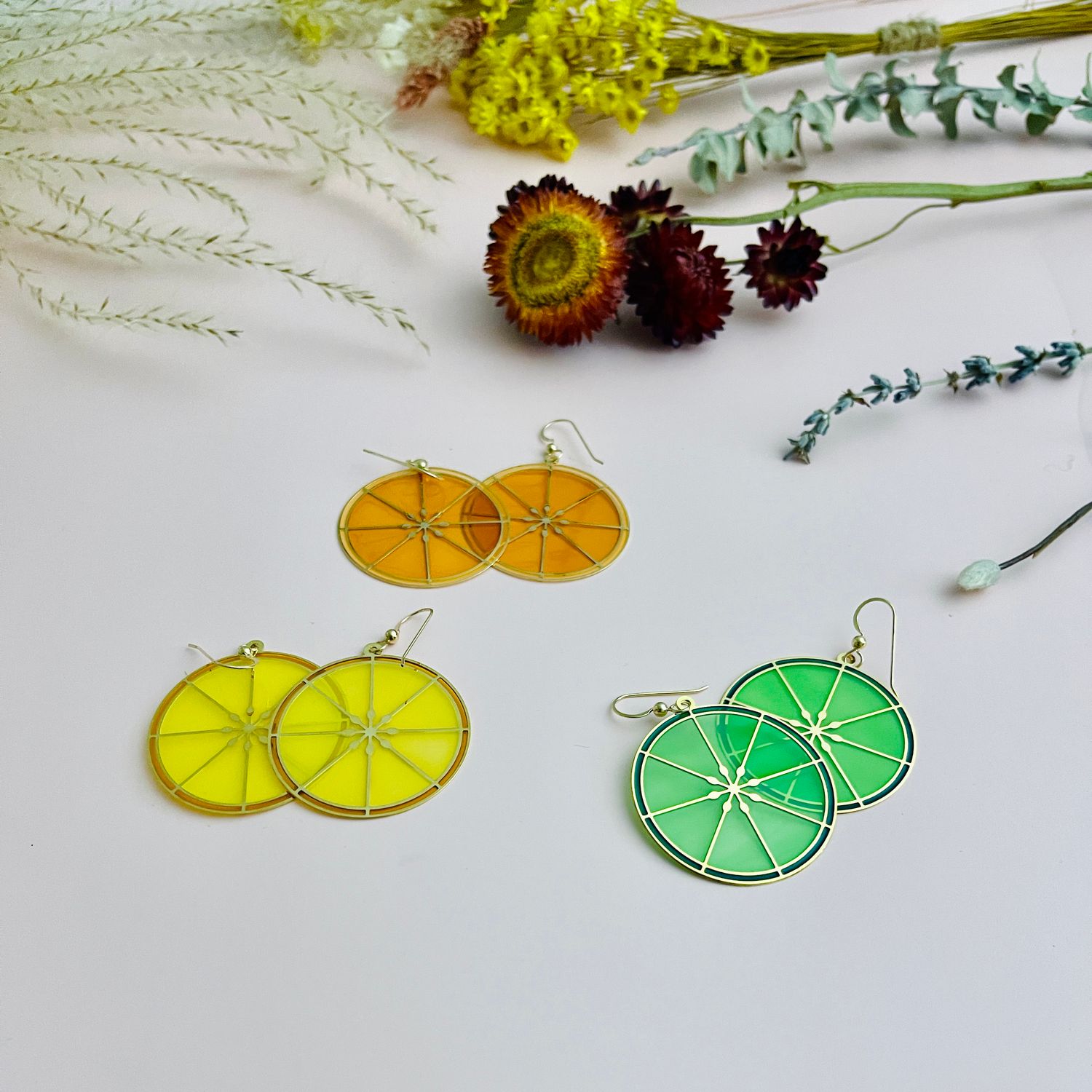 Tiny Deer Citrus Slice GF Hook Earrings, Style: Lemon