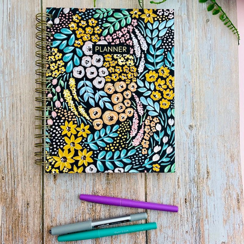 Elyse Breanne Undated Planner, Style: Black Floral