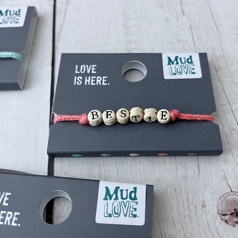 Mudlove Woven Friendship Bracelet Bestie, Color: Coral Rose