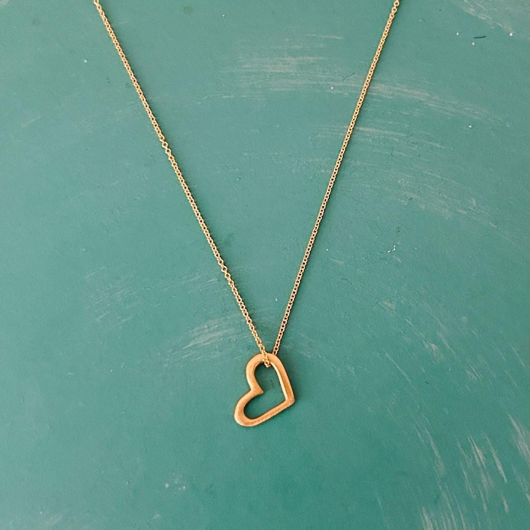 Handmade Small Open Heart Necklace, Style: Gold