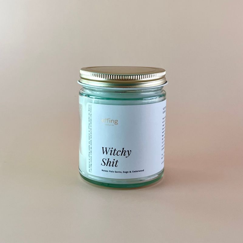 Witchy Shit Wood Wick Candle | Palo Santo, Sage &amp; Cedarwood