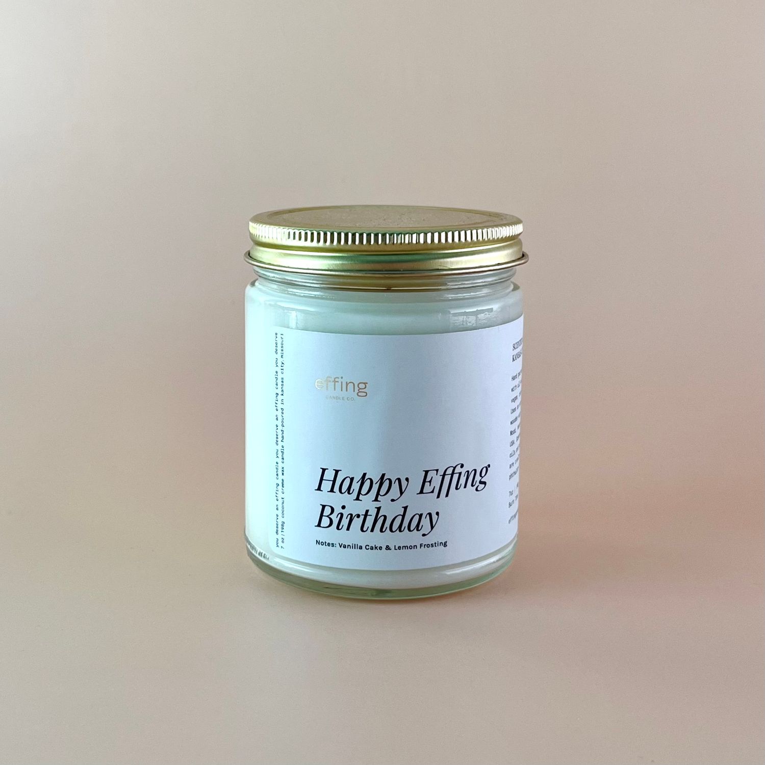Happy Effing Birthday Wood Wick Candle | Vanilla Cake &amp; Lemon Frosting
