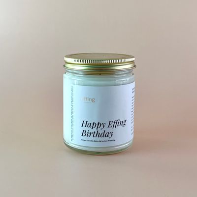 Happy Effing Birthday Wood Wick Candle | Vanilla Cake &amp; Lemon Frosting