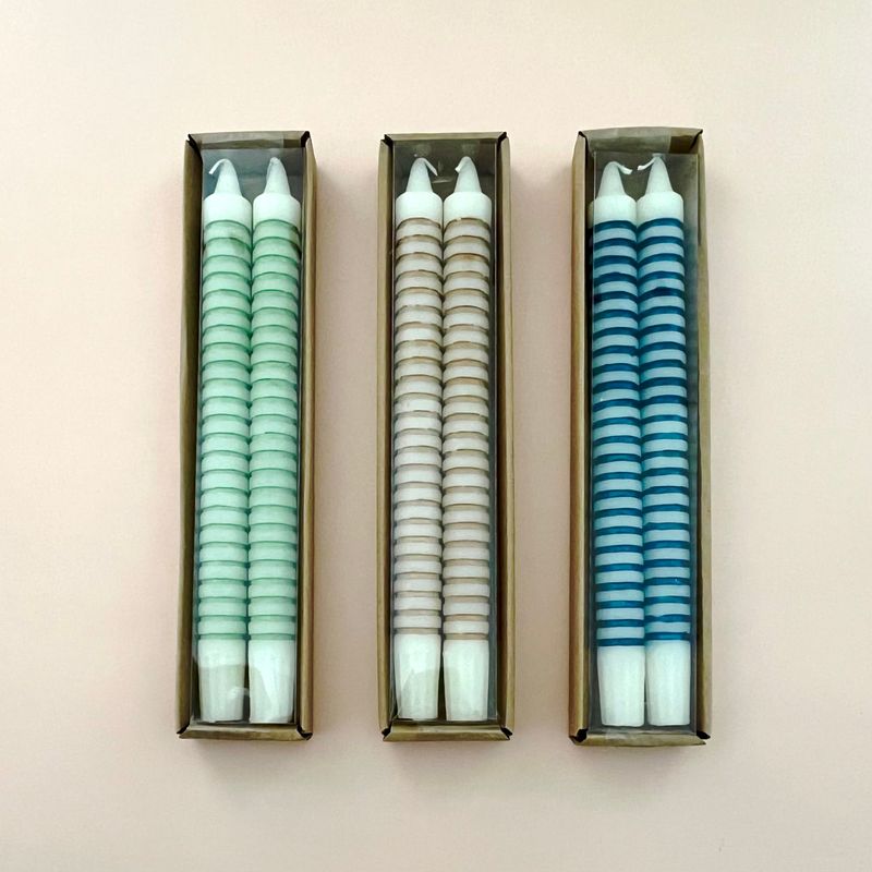 S/2 10&quot; Horizontal Stripe Taper Candle