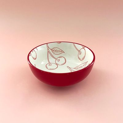4&quot; Rd Stoneware Bowl w/ Cherry Pattern