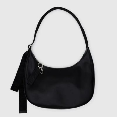 FW25 Baggu Medium Recycled Leather Crescent Bag - Black