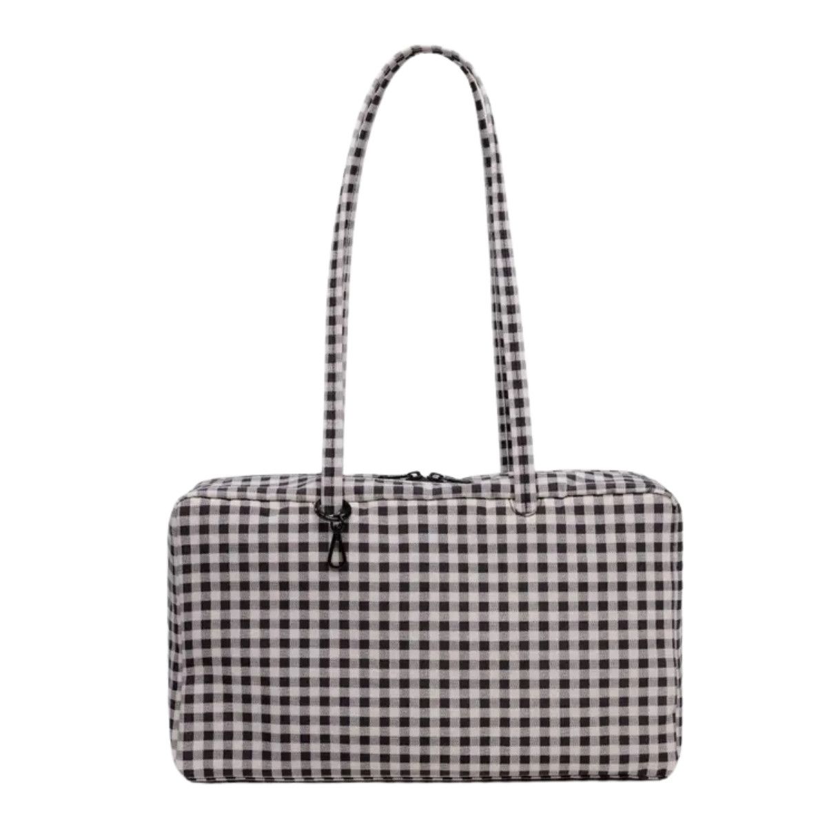 FW25 BAGGU Medium Nylon Bowler Bag, Style: Black &amp; White Gingham