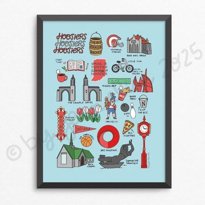 IU Hoosier Print by local artist Jean Elise, 8.5 x 11