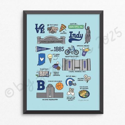 Butler Bulldog Print by local artist Jean Elise, 8.5 x 11