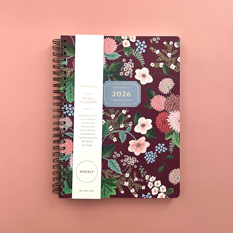 Rifle Paper 2026 Dahlia 12-Month Softcover Spiral Planner