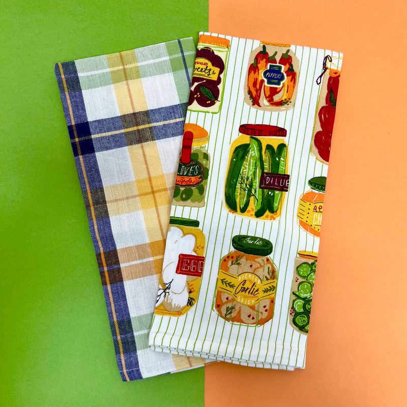 Pickling Printed Cotton Dishtowels S/2