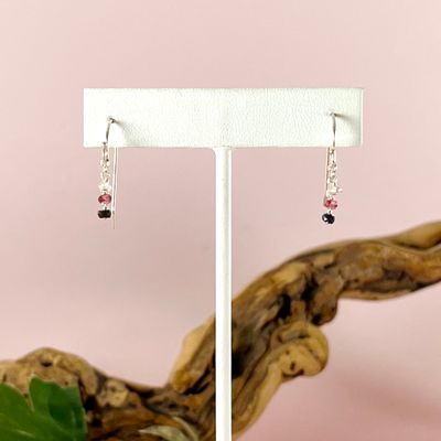 Handmade Earrings with 3 multi-colored sapphires dangle