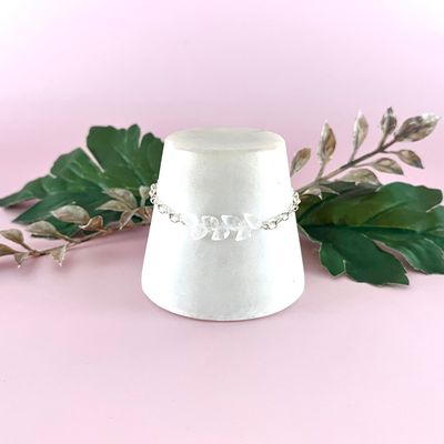 Handmade Bracelet with 7 rainbow moonstone on heavy sterling silver chain