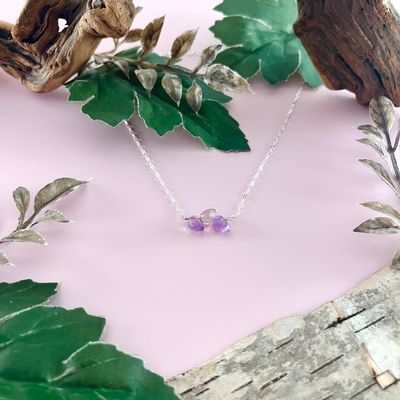 Handmade Necklace with 3 ametrine across