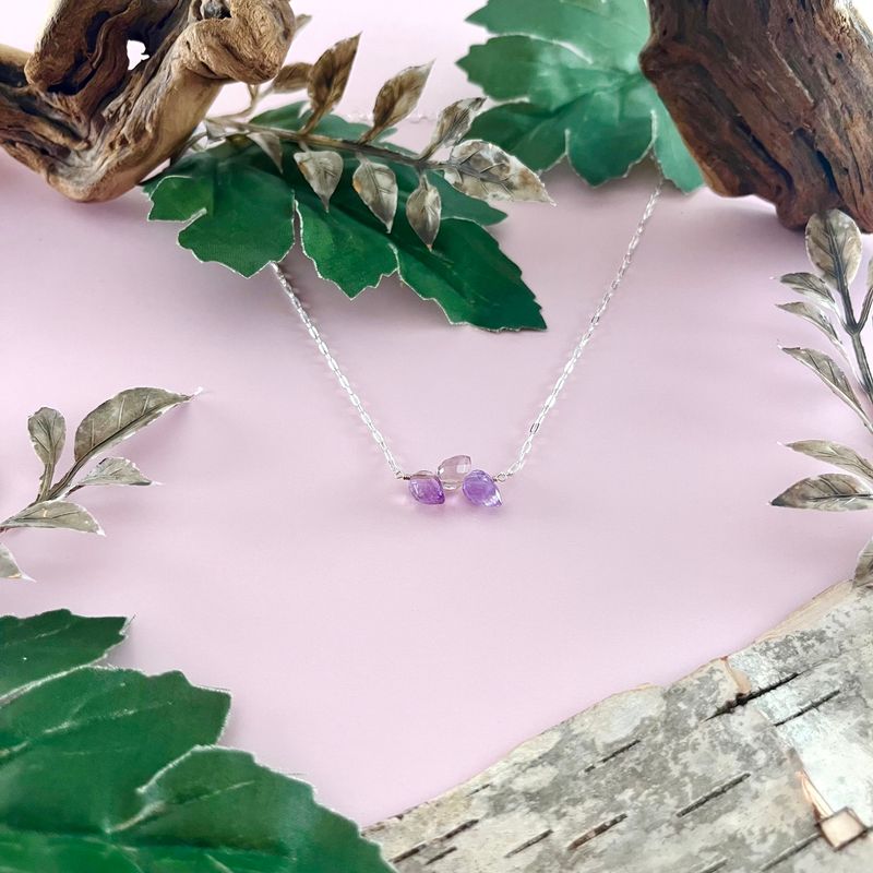 Handmade Necklace with 3 ametrine across
