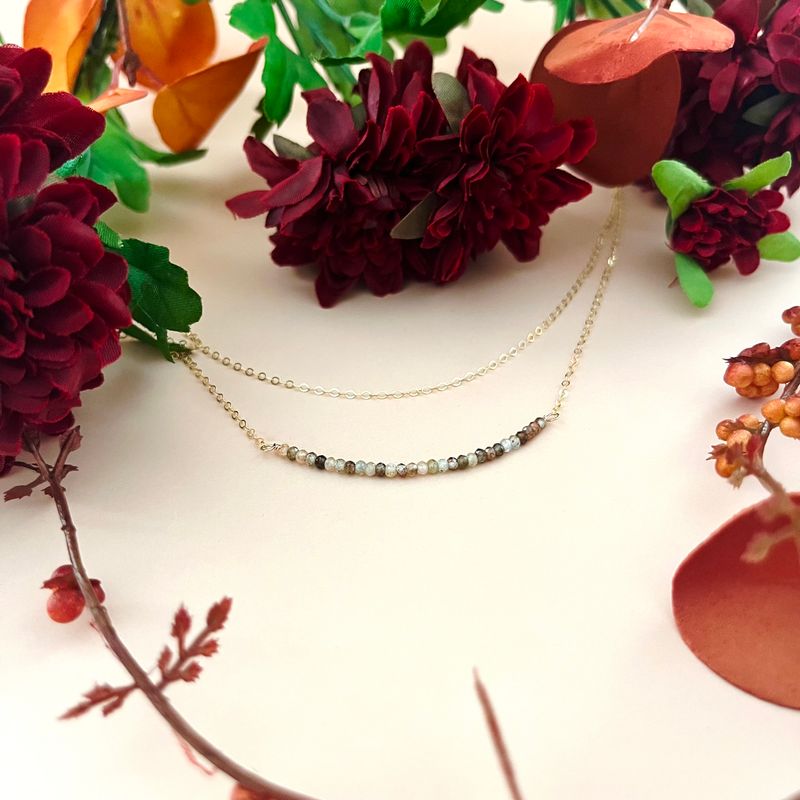 Zircon Layering Necklace, Gold Filled