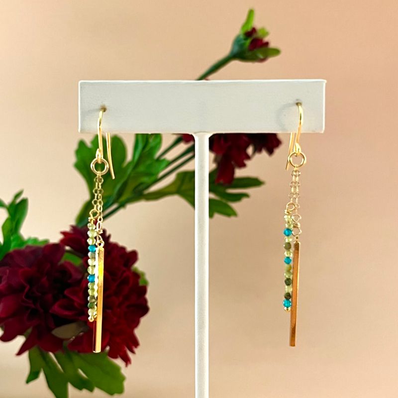 Mixed Gemstone Bar Earrings