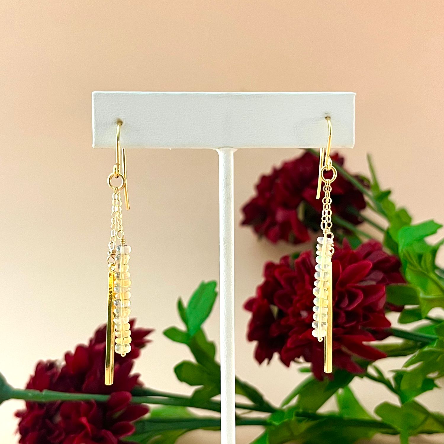 Opal Bar Dangle Earrings