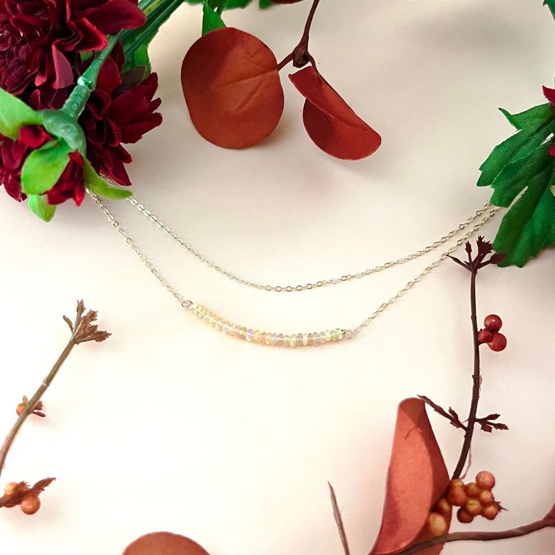 Opal Layering Necklace, Gold Filled