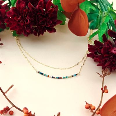 Mixed Gemstone Layering Necklace, Gold Filled