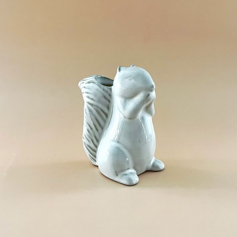 Stoneware Squirrel Shaped Taper Holder