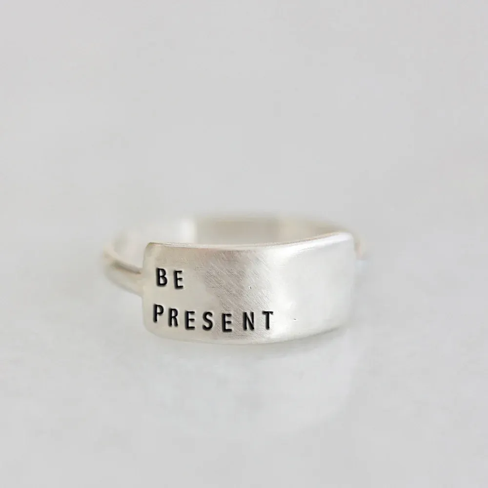 Custom Stamped Cherished Ring, Sterling Silver