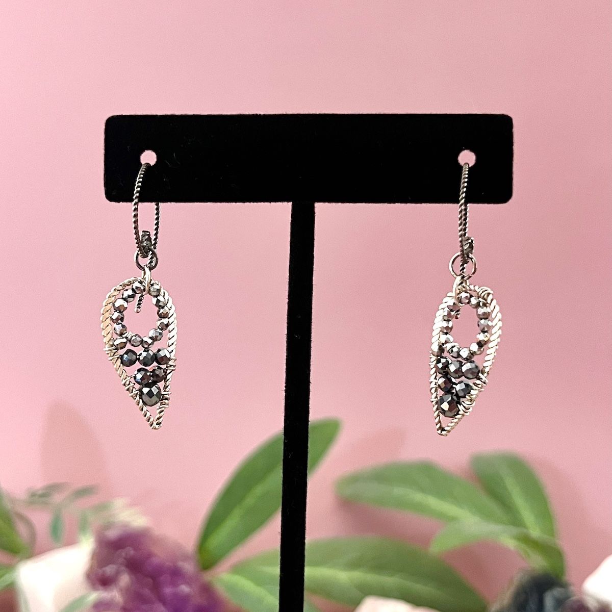 Handmade Coal Dagger Hoop Earrings by Art by Any Means