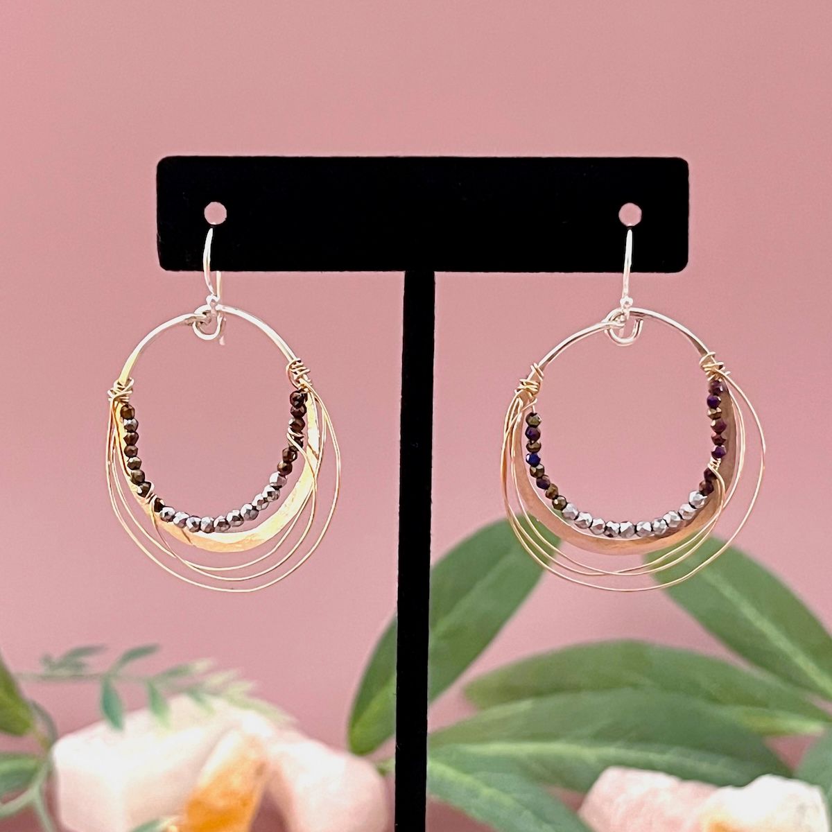 Handmade Metallic Crystal Hoop Earrings by Art by Any Means