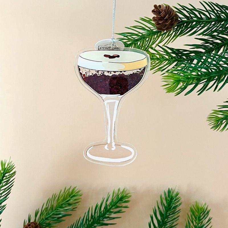Espresso Martini Sparkle Glitter Shaker Ornament