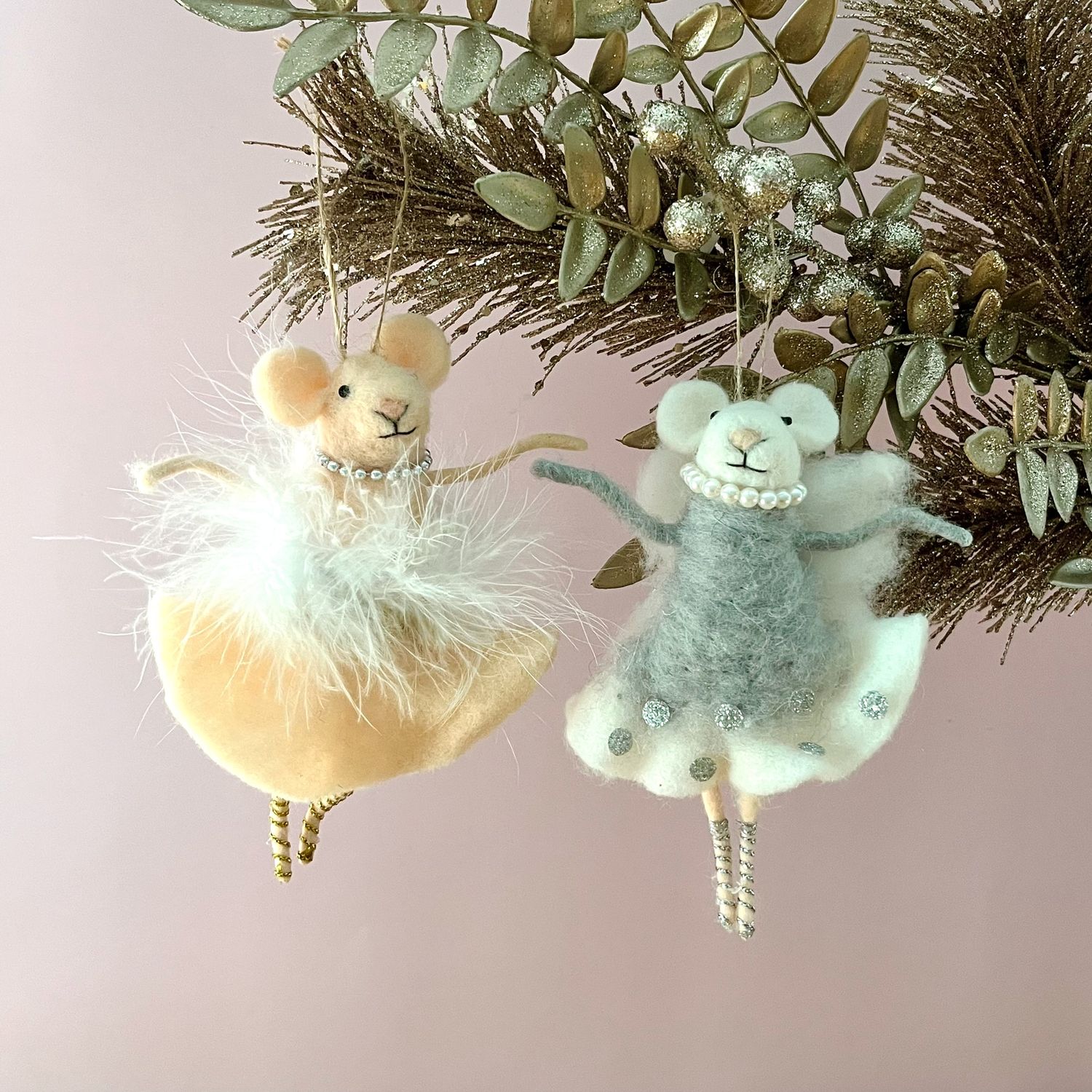Wool Felt Ballerina Mouse Ornament