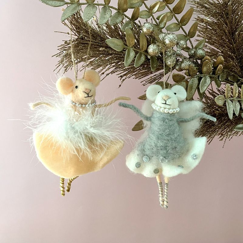 Wool Felt Ballerina Mouse Ornament