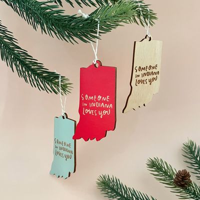 Large Someone in Indiana Loves You Ornament