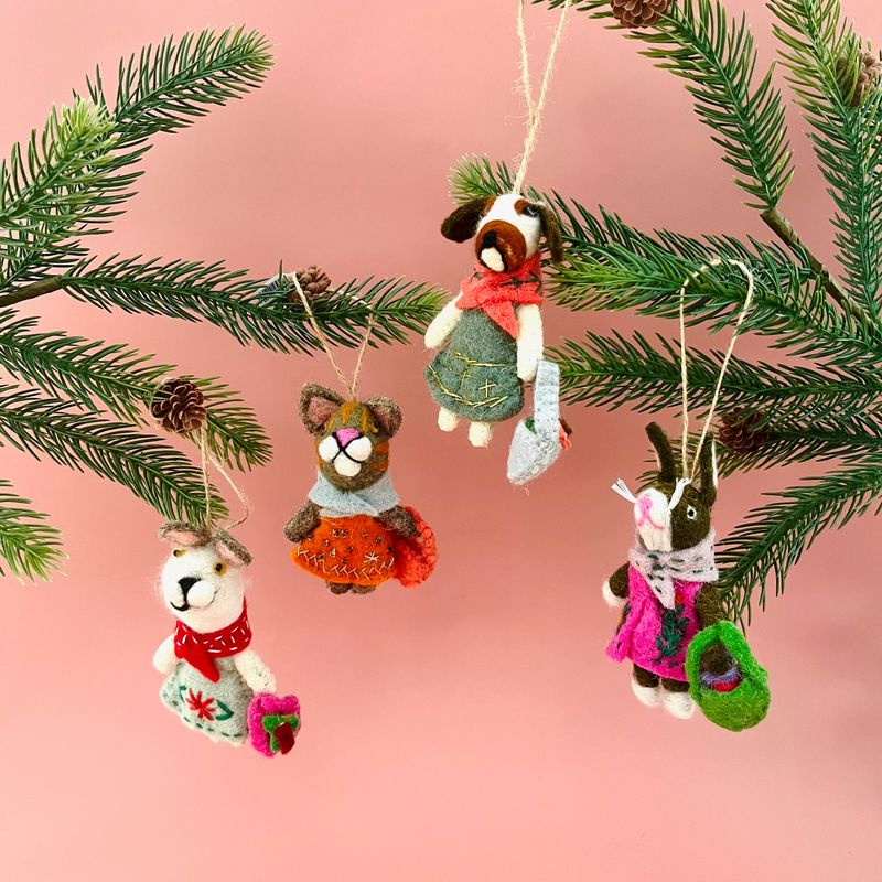 Wool Felt Animal Ornament with Embroidery