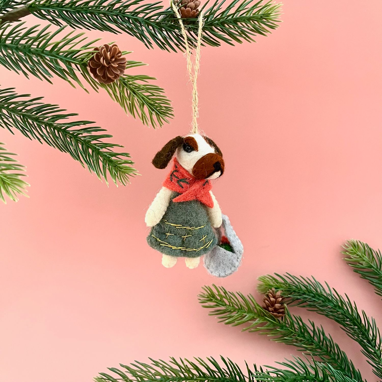Wool Felt Animal Ornament with Embroidery, Style: Dog
