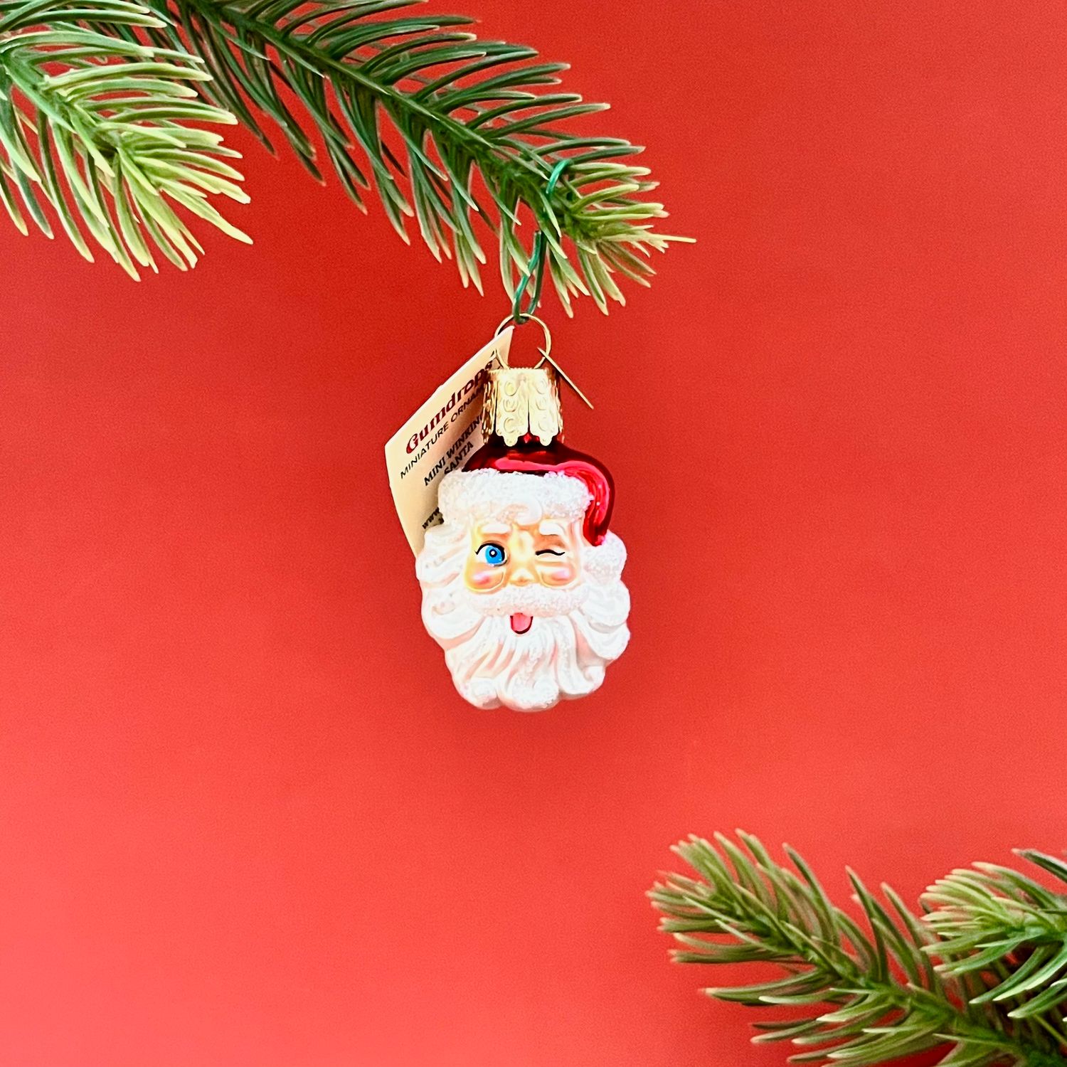 Mini Winking Santa Ornament
