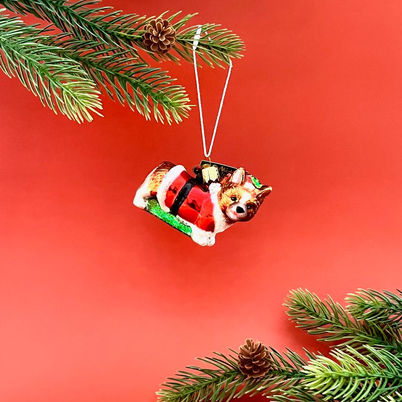 Holiday Hat Corgi Puppy ornament