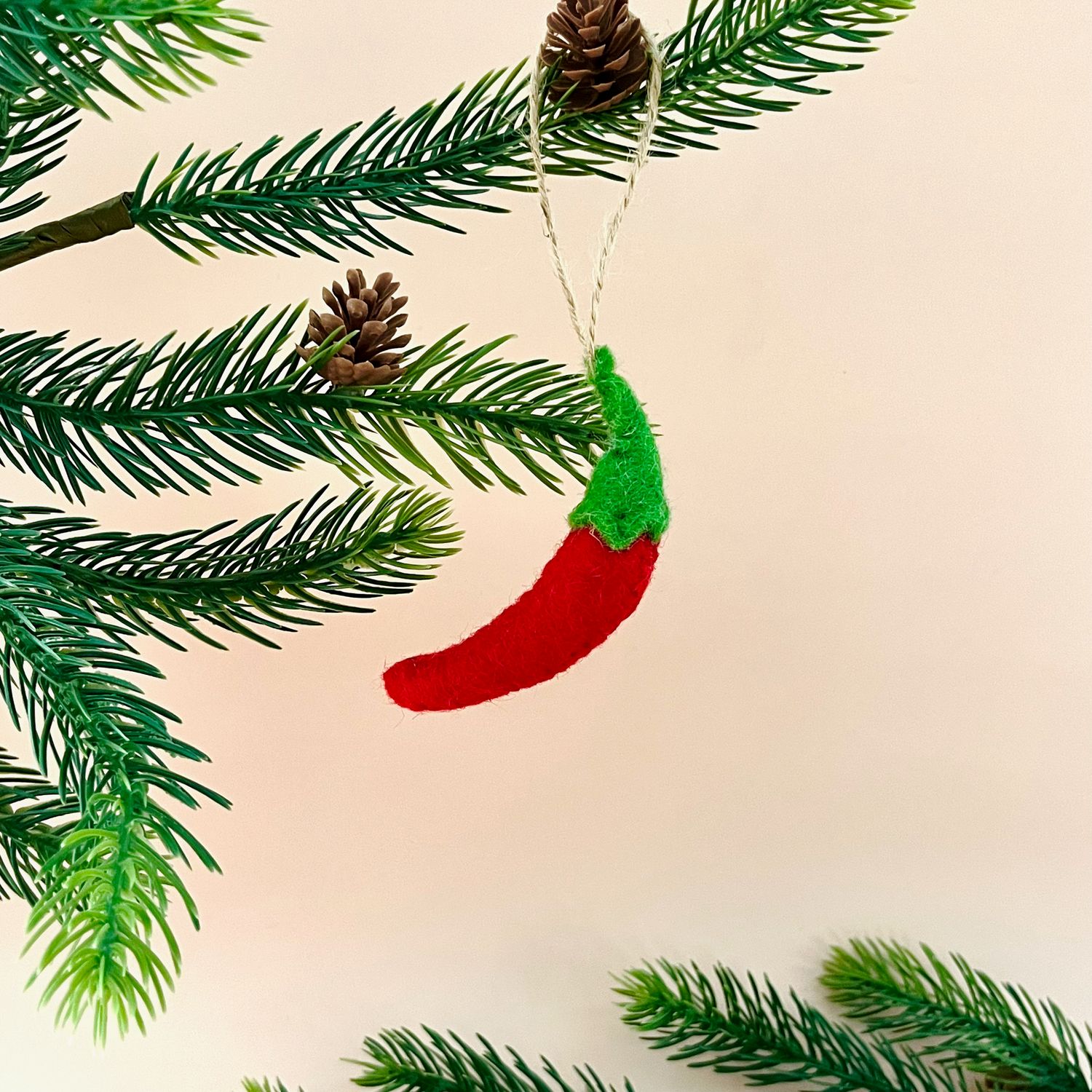 Wool Felt Food Ornaments with Embroidery, Style: Chili Pepper