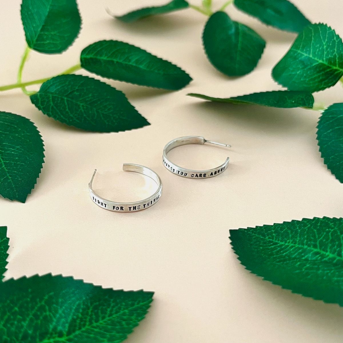 &quot;Fight for the Things...&quot; RBG Quote Hoop Earrings, SS