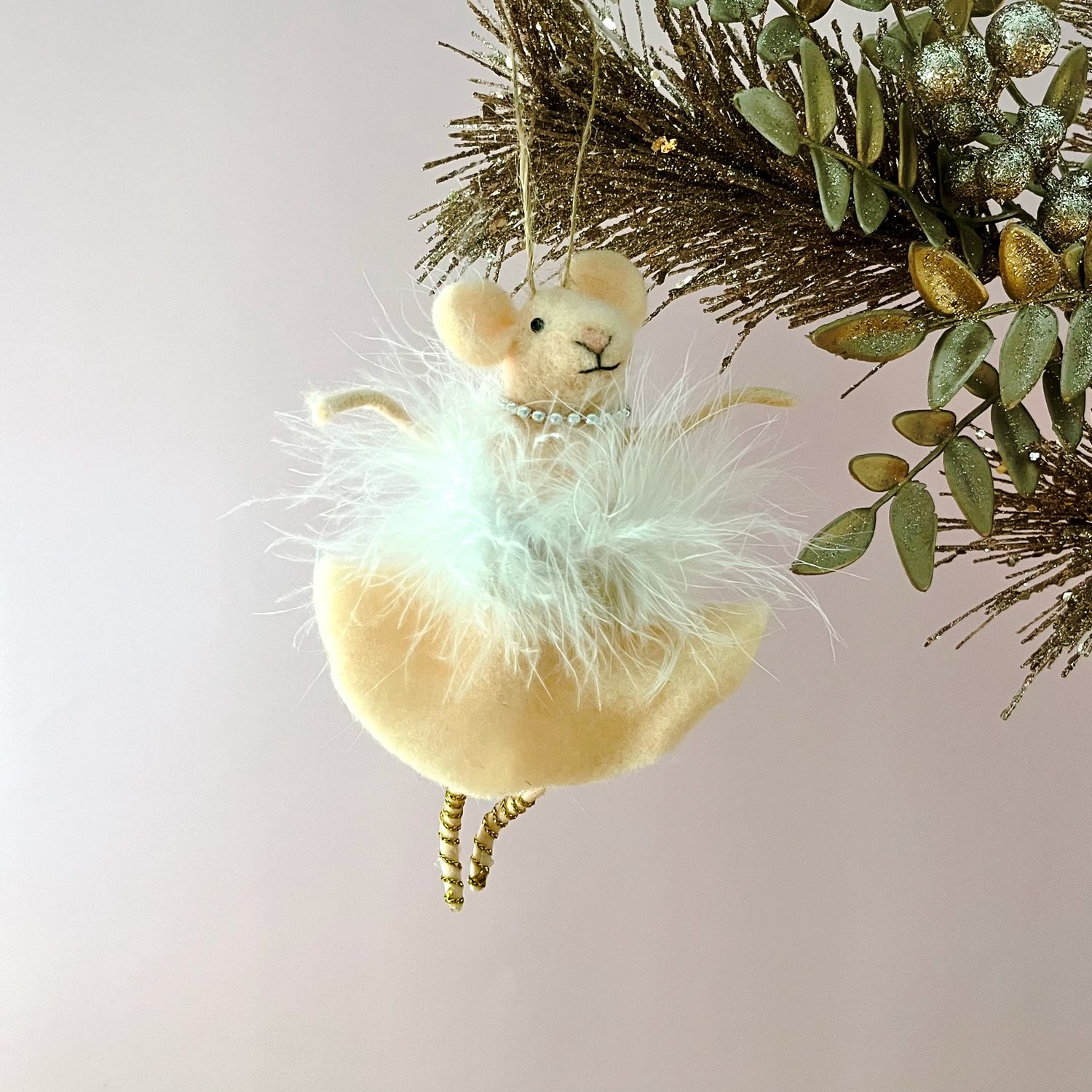 Wool Felt Ballerina Mouse Ornament, Style: Pink