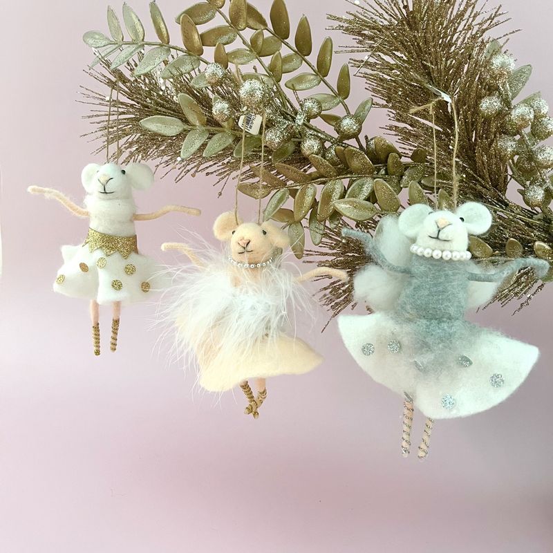 Wool Felt Ballerina Mouse Ornament
