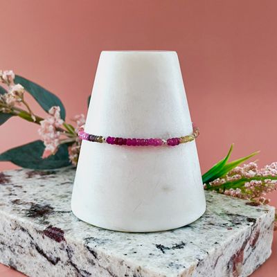Handmade multi sapphire beads bracelet in Silver