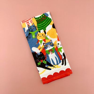 Kitty Carol Christmas Dishtowel