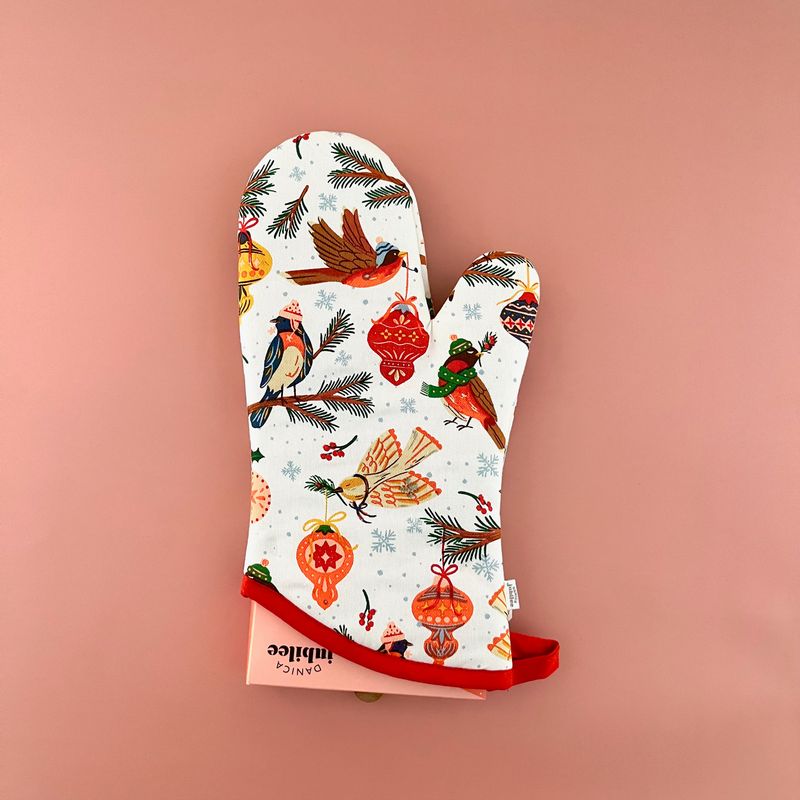 Season&#39;s Tweetings Chritmas Oven Mitts Set of 2