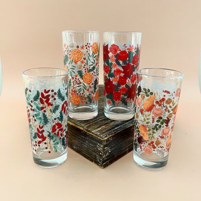 Yuletide Blooms Tall Holiday Juice Glass