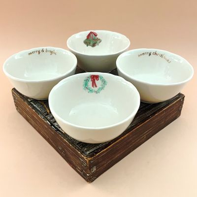 Stoneware Bowl w/ Holiday Greeting