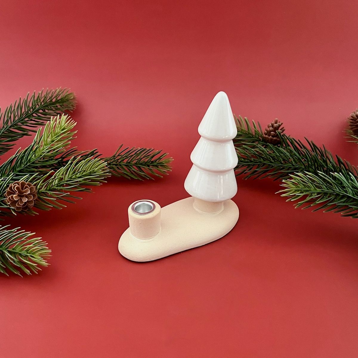 Stoneware Tree with Taper Holder