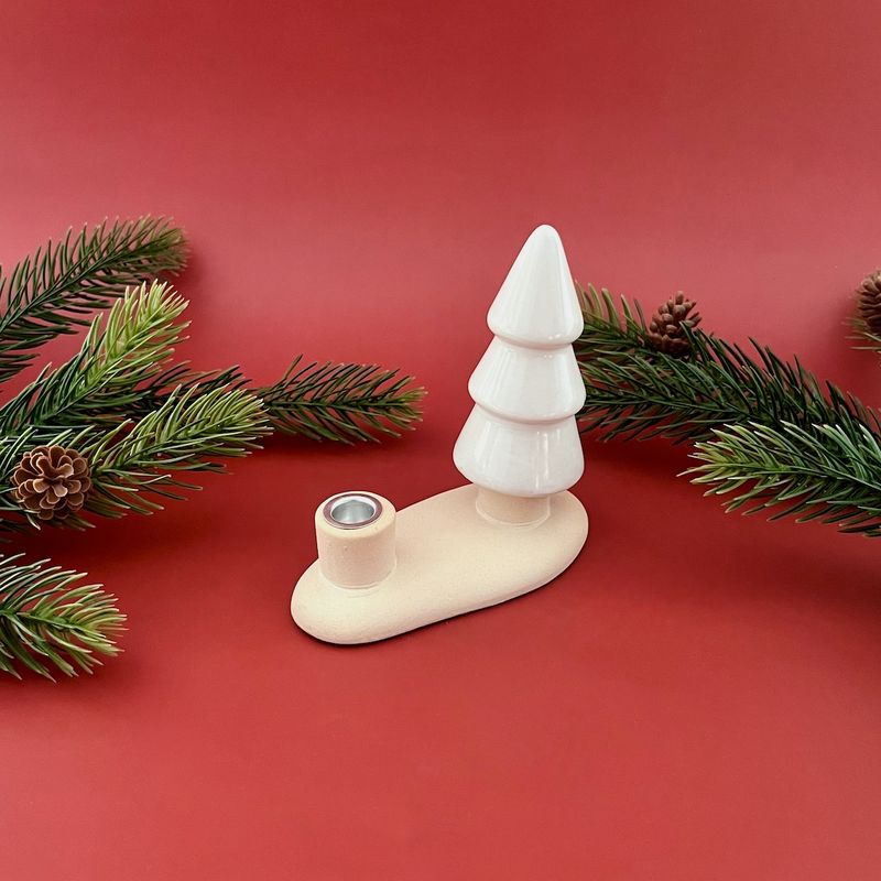 Stoneware Tree with Taper Holder