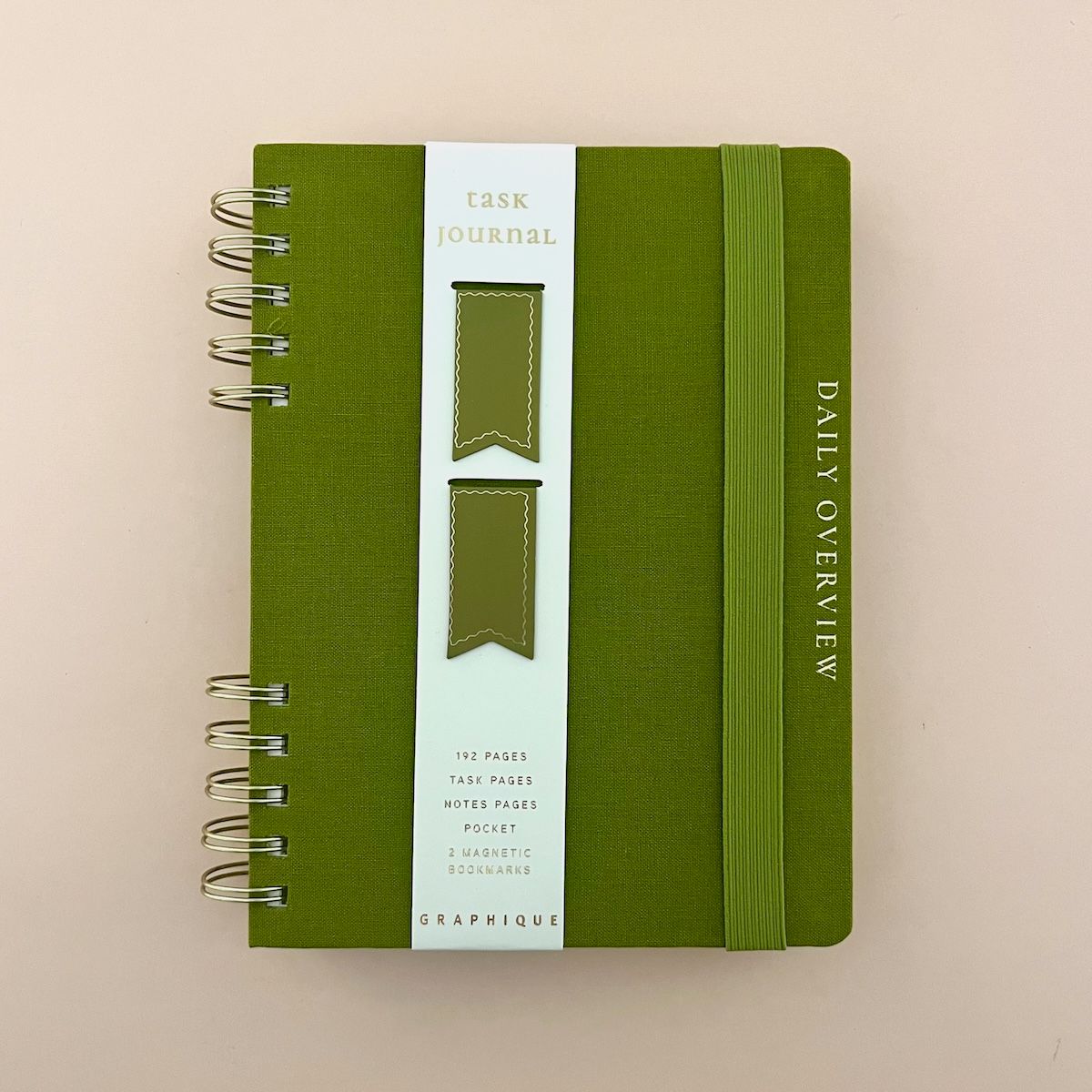 Olive Green 6 x 8 Fabric-Covered Journal with Magnetic Bookmarks
