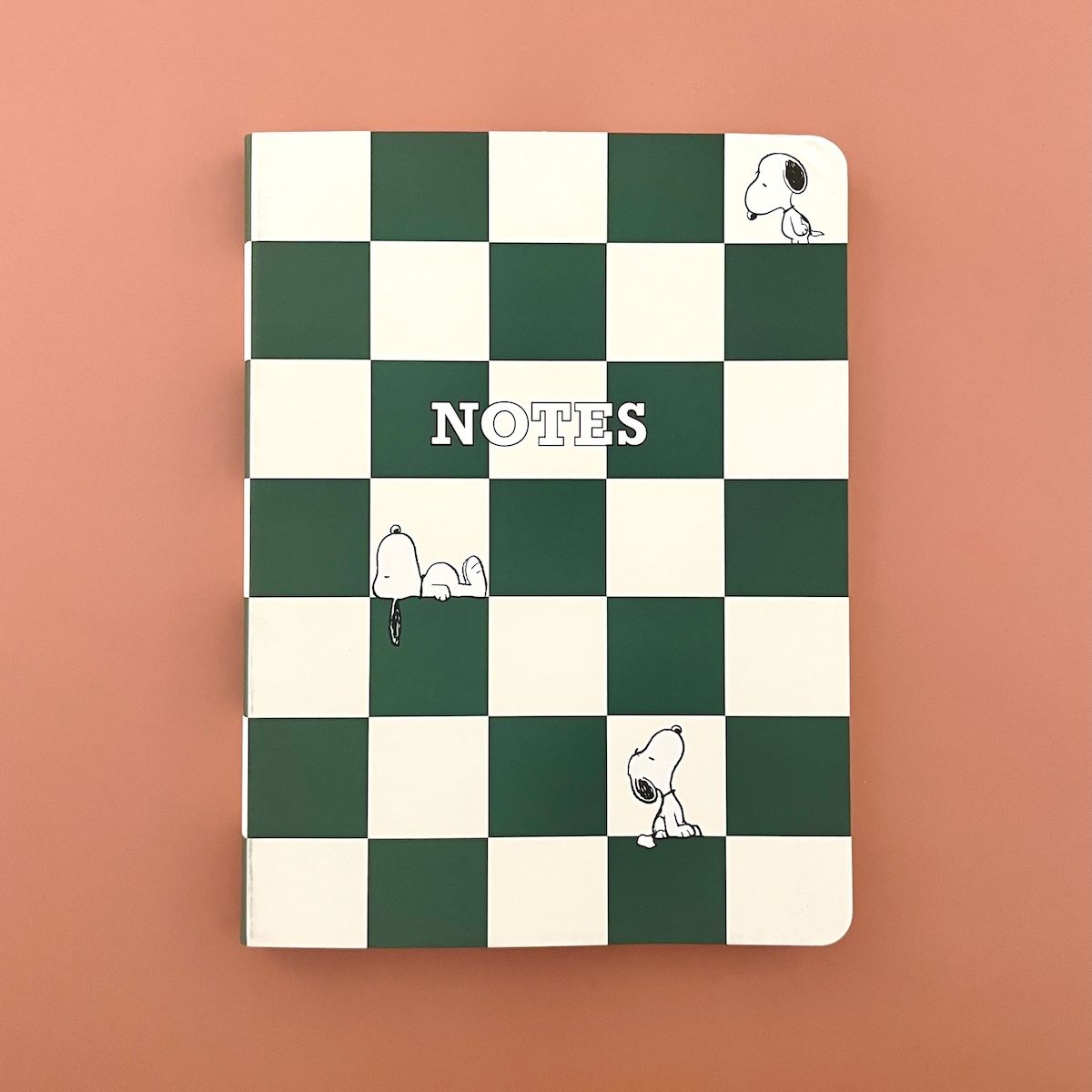 Green Checkered Peanuts 6 x 8 Vegan Leather Journal