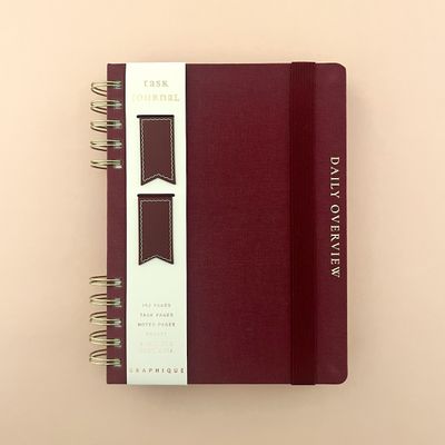 Plum Red 6 x 8 Fabric-Covered Journal with Magnetic Bookmarks